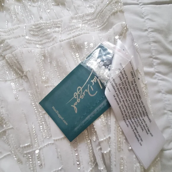 NWT Mac Duggal 93597 White Beaded Sleeveless Midi Sheath Dress -Size 8 - Picture 9 of 12